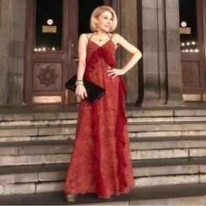 Nasty Gal strappy paisley print chiffon maxi summer dress Sz.XXS